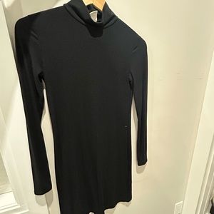 Black ribbed dress, turtleneck, very cute for fall/winter